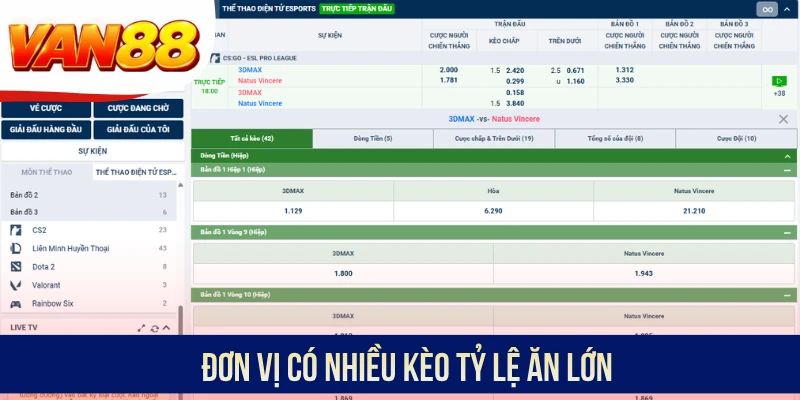 Đơn vị có nhiều kèo tỷ lệ ăn lớn Đơn vị có nhiều kèo tỷ lệ ăn lớn